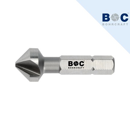 Metalni upuštač za bušenje s oštrim vrhom i šesterokutnim tijelom, označen logotipom BOC BOHRCRAFT, namijenjen preciznom radu na metalu.