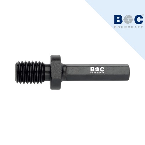 Crni šesterokutni adapter s navojem za M14 dijamantnu krunu, s logotipom BOC na tijelu.