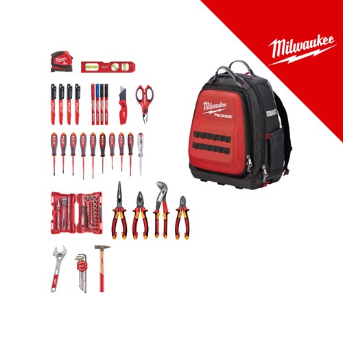 Milwaukee Packout ruksak za električare s ručnim alatom 76 kom. – PACKOUT sustav za pohranu