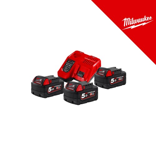 MILWAUKEE NRG SET BATERIJA 18V, 3X5Ah + FC12-18 BRZI PUNJAČ, u kutiji (M18NRG-503)
