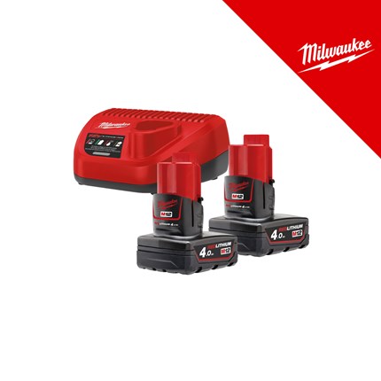 Milwaukee NRG set baterija 12V, 2X4Ah + C12 punjač, u kutiji (M12NRG-402) – baterije / akumulatori