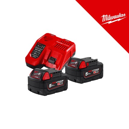 Milwaukee NRG set baterija 18V, 2X5Ah + FC12-18 brzi punjač, u kutiji (M18NRG-502) – baterije / akumulatori