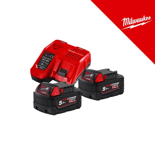 Milwaukee NRG set baterija 18V, 2X5Ah + FC12-18 brzi punjač, u kutiji (M18NRG-502) – baterije / akumulatori