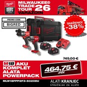 MILWAUKEE 18V AKU KOMPLET ALATA POWERPACK, u X koferu sa 2x5Ah baterijama i punjačem (M18FPP2F3-502XEU - 4933492518)