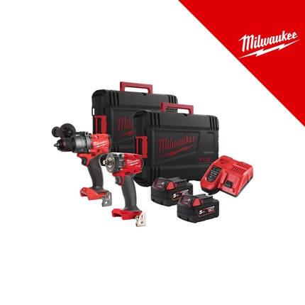 Milwaukee 18V aku komplet alata, u x koferu sa 2x5Ah baterijama i punjačem (M18FPP2B3-502XEU - 4933492521) – baterije / akumulatori