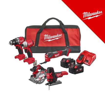 Milwaukee 18V aku komplet alata, u torbi sa 2x5Ah baterijama i punjačem (M18BLCPP5A-502B - 4933492838) – baterije / akumulatori