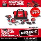 MILWAUKEE 18V AKU KOMPLET ALATA POWERPACK, u X torbi sa 2x5Ah i 1x2Ah baterijama i punjačem (M18FPP3AK-523B - 4933498576)
