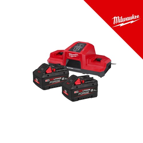 Milwaukee NRG set baterija 18V-FORGE, 2x8Ah + dupli super brzi punjač, u kutiji (M18FORGENRG-802 dbsc - 4933498616) – baterije / akumulatori