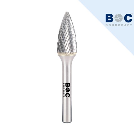 Metalni špičasti frezer s BOC logotipom na ručki, dizajniran za precizno obradu materijala.