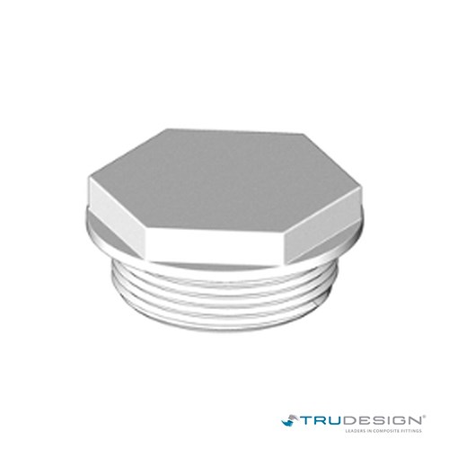 Bijeli tank adapter plug s hexagonalnim vrhom i navojem, dizajniran za 1 1/2˝ BSP spojeve.