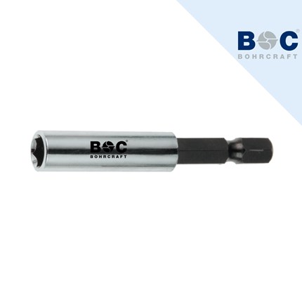 Magnetni nastavak za bitove BOHRCRAFT 6310 s duljinom od 60 mm, izrađen od čvrstog metala s logotipom BOC na površini.