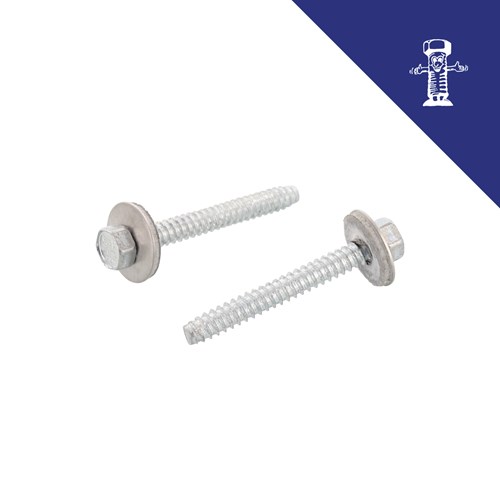 Dva fasadna vijka s neopren podl.19 mm BZ 6,3x25 A2 na bijeloj pozadini.