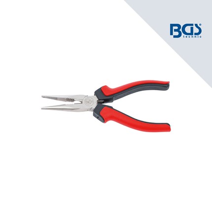 BGS kliješta šiljasta poluokrugla 160mm 336 – precizno alati za rad s tankim materijalima, ergonomski dizajnirana s crvenim i crnim rukama, idealna za profesionalne korisnike.