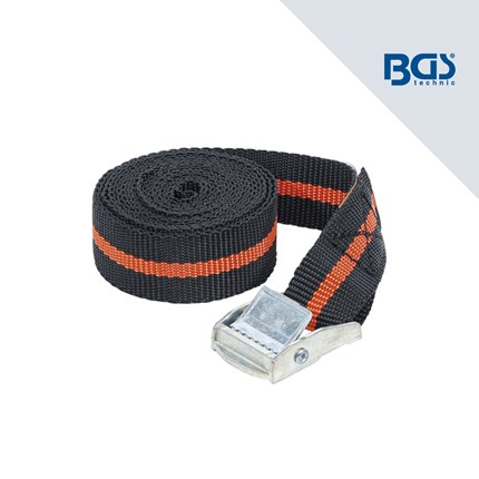Čvrsta BGS gurtna od 2,5 metara s metalnim zatvaračem i crvenim detaljima na crnoj tkanini.