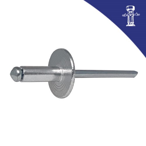 Široka aluminijumska pop zakovica DIN 7337 4.0x12, precizno izrađena za industrijsku upotrebu.