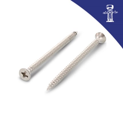 Dva srebrna Iver vijka dimenzija 2,5x10 mm s križnim glavi i oštrim vrhom, prikazana na bijeloj pozadini s plavim logotipom u gornjem desnom kutu.