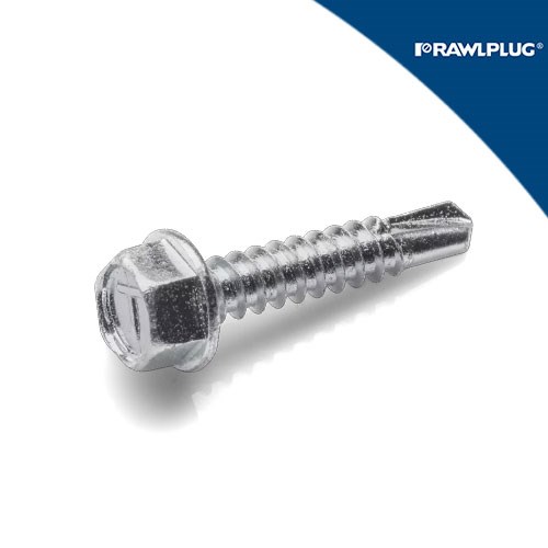 Samobušeci vijak od čelika s hexagonalnom glavom i samobušecim vrhom, dimenzija 6,3x75 mm, na bijeloj pozadini.