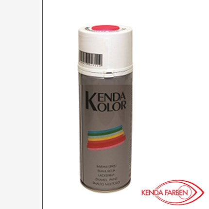 Kenda Kolor sprej boja u bijeloj sjajnoj verziji od 400 ml, s logotipom Kenda Farben na dnu.