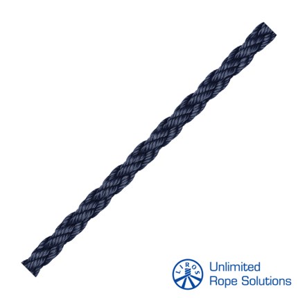 LIROS Mooring Squareline-PES konop debljine 12 mm u morskoj plavoj boji, prikazan na bijeloj pozadini.