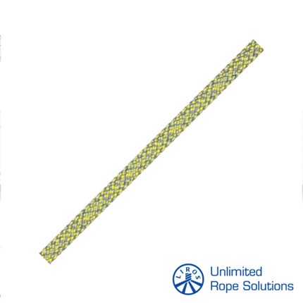 Dugačka konopna linija u sivu-žutu boju, s logotipom Unlimited Rope Solutions u donjem desnom kutu.