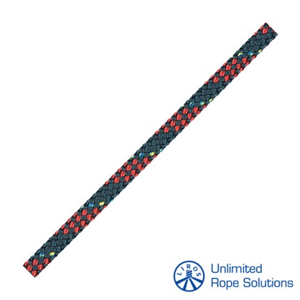 Dijagonalno postavljen konop LIROS Performance Regatta 2000 Dyneema, širine 10 mm, u plavo-crvenoj boji s višeslojnim uzorkom.