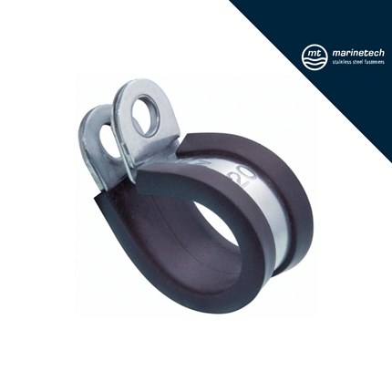 Obujmica sa gumom za montažu crijeva na panel 22 mm A2, s metalnim dijelom i crnom gumom, namijenjena za montažu crijeva na panel 22 mm A2.