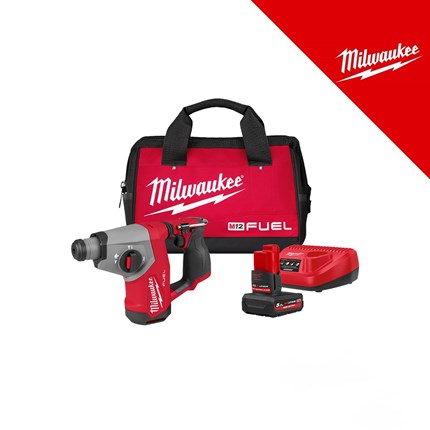 Milwaukee 12V aku bušeči čekić SDS+ big red friday, 1,15 j, u torbi s baterijom i punjačem (M12FHAC16-501BRF - 4933500781) – svrdla sa SDS prihvatom
