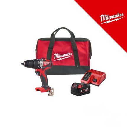 Milwaukee 18V aku udarna bušilica ruksak I82 nm, u torbi s 5Ah baterijom i punjačem (M18BLPD2-501BRF - 4933500775) – punjači