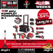 MILWAUKEE V.K. SUPER SET POWERPACK 8 M18FPD3, M18FID3, M18FSAG125X, M18FCS552, M18FSZ, M18FMT, M18BLHX, M18TLED, 4x5h bat, M12-18FC punjač i PACKOUT kolica