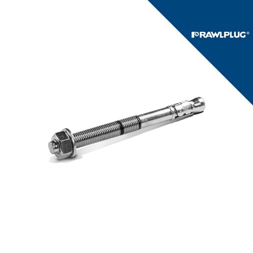Sidreni vijak R-XPT 10-10/80 od tvrtke Rawlplug, s navojem i matom, na bijeloj pozadini.