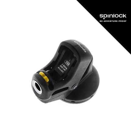 Černi Spinlock PXR stoper 8-10 mm sa okretnim postoljem 360° za biciklističke nosače, s logotipom proizvođača u gornjem desnom kutu.