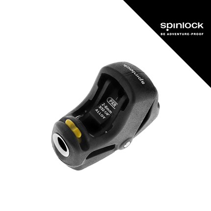 Crni metalni stoper Spinlock PXR s žutim detaljem, dizajniran za upotrebu na krovu, s jasno vidljivim natpisom 2-6 mm i ALLOY na površini.