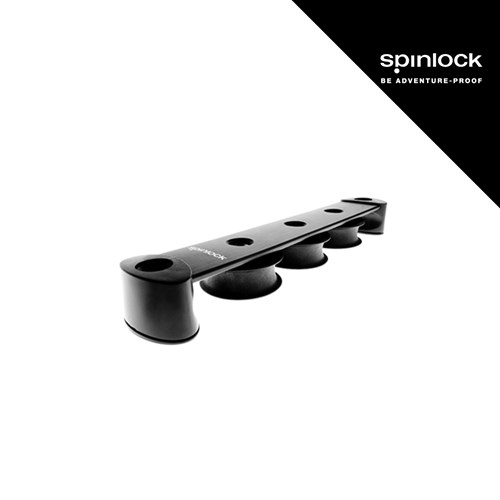 Crni Spinlock T50 organizator sa pet otvora i četiri koloturnika, dizajniran za čvrsto fiksiranje opreme.