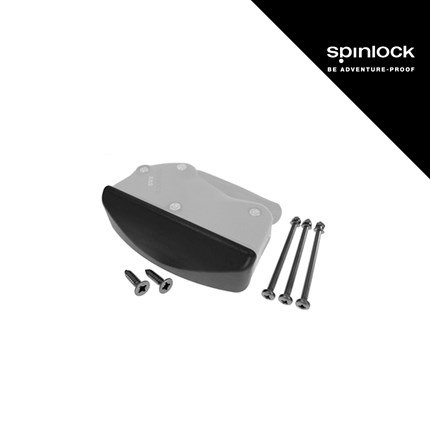 Spinlock XAS stoper kit za boćnu montažu, sastoji se od sivog i crnog plastičnog kućišta, dva vijka i četiri šrafa, dizajniran za preciznu i pouzdanu montažu.