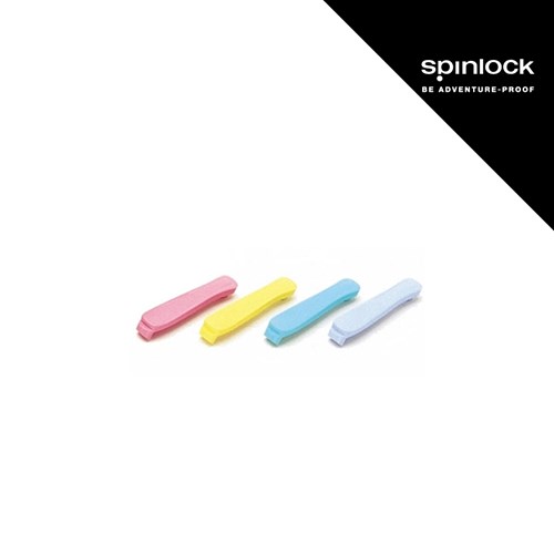 Četiri pastelno obojena umetka za ručke u boji, izrađena od plastike, sa logotipom Spinlock u gornjem desnom uglu.