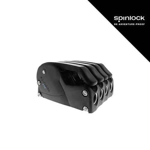 Četverostruki crni stoper Spinlock XTS s logotipom na bijeloj pozadini, dizajniran za sigurno fiksiranje.