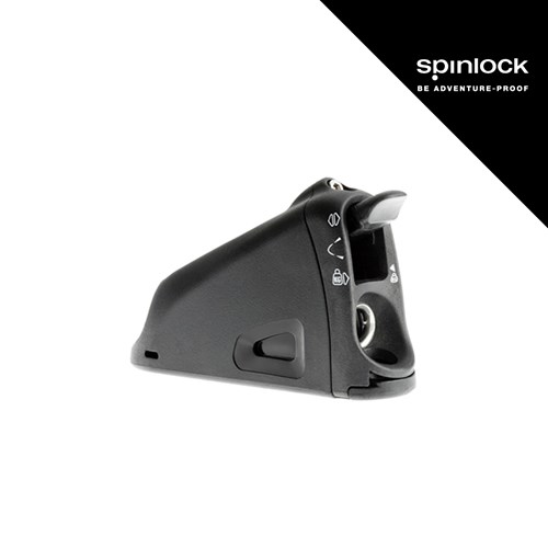 Crni jednostruki stoper za konop 10-14 mm s logotipom Spinlock u gornjem desnom kutu.
