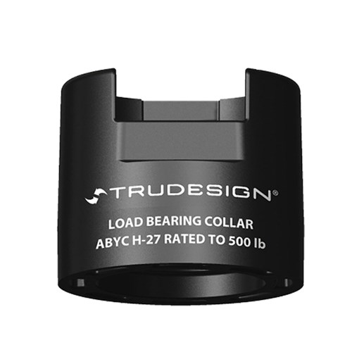TRUDESIGN Load Bearing Collar ABYC H-27 Rated to 500 lb Medium - crni metalni dio s bijelim natpisom na bijeloj pozadini.