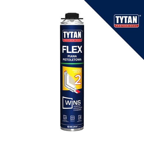 TYTAN FLEX PIANA PISTOLETOWA - niskoekspanzivna pjena za ugradnju, 750 ml, TYTAN PROFESSIONAL.