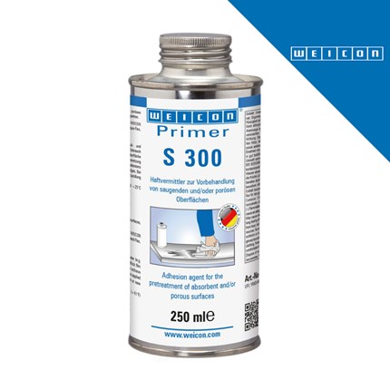 Metalna boca WEICON Primer S 300 od 250 ml, namijenjena za pripremu upijajućih i poroznih površina, s njemačkim natpisima i logotipom proizvođača.