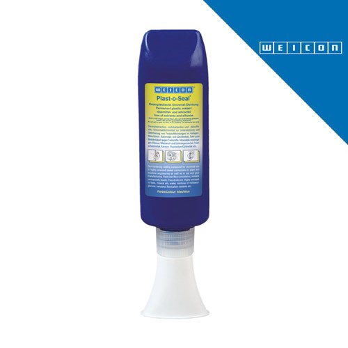 Plavom cijevi s bijelim poklopcem i žutim natpisom na njoj, visokokvalitetno brtvilo WEICON Plast-o-Seal® 90g [10014387].