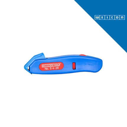 Plavi WEICONTOOLS alat za skidanje izolacije S 4 - 28 [10021246] s crvenim detaljima i logotipom na bijeloj pozadini.