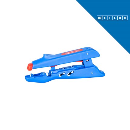 Plavi WEICON alat za skidanje izolacije, model Duo-Crimp No.300, dizajniran za rad s kablovima od 0,5 do 6,0 mm².